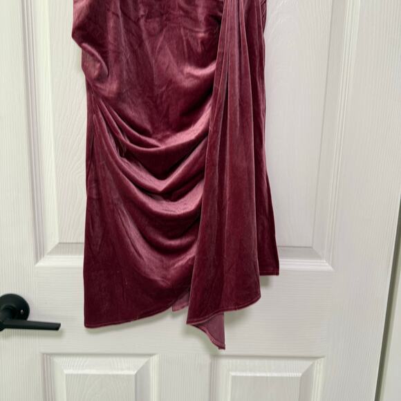 Lulus New Mauve Velvet Tulip Cowl Neck Mini Dress Women's Size Medium - Picture 15 of 16